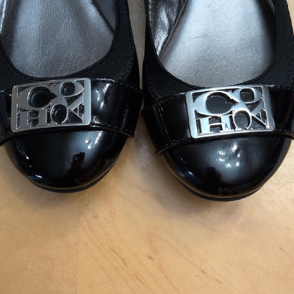 Coach Black "Dora" Ballet Flats with Silver Accents - Picture 7 of 11